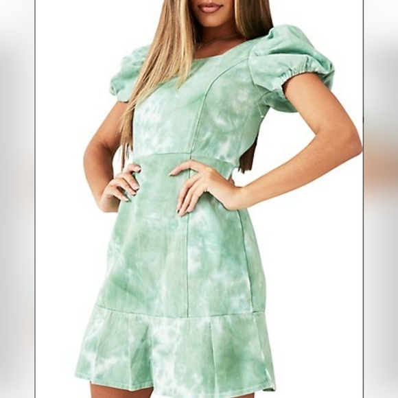 🆕️ Missguided Tie Dyed Denim A-Line Dress Size- 6 - Picture 2 of 4